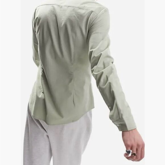 Asos Design Slim Fit‎ Stretch Oxford Button-Down Shirt Sage Green M NWT IN PKG - Picture 3 of 7